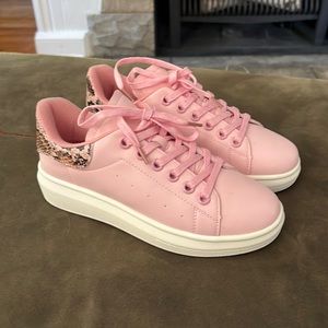 Seven 7 Pink Sneakers with Snakeskin